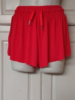 Bright Red Drawstring Skort Shorts